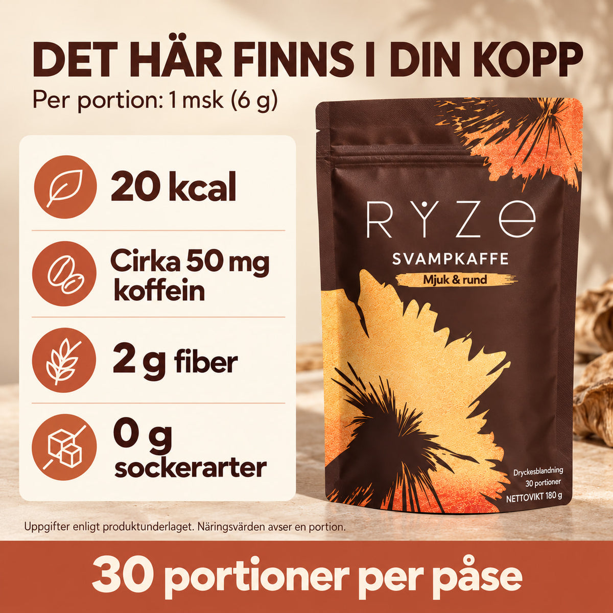 Ryze - Svampkaffe med 6 Funktionella Svampar i Varje Kopp